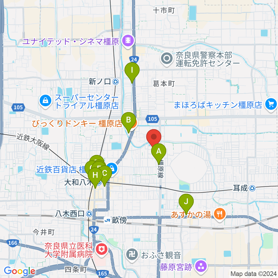 ミュージックカフェアンジェス周辺のコンビニエンスストア一覧地図