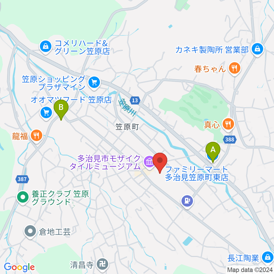 多治見市笹原交流センター周辺のコンビニエンスストア一覧地図