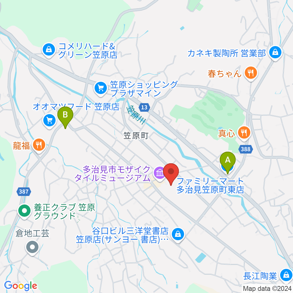 多治見市笹原交流センター周辺のコンビニエンスストア一覧地図