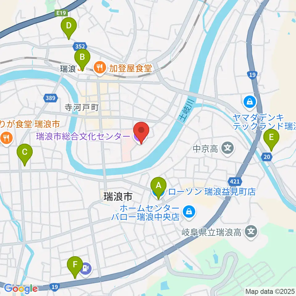 瑞浪市総合文化センター周辺のコンビニエンスストア一覧地図