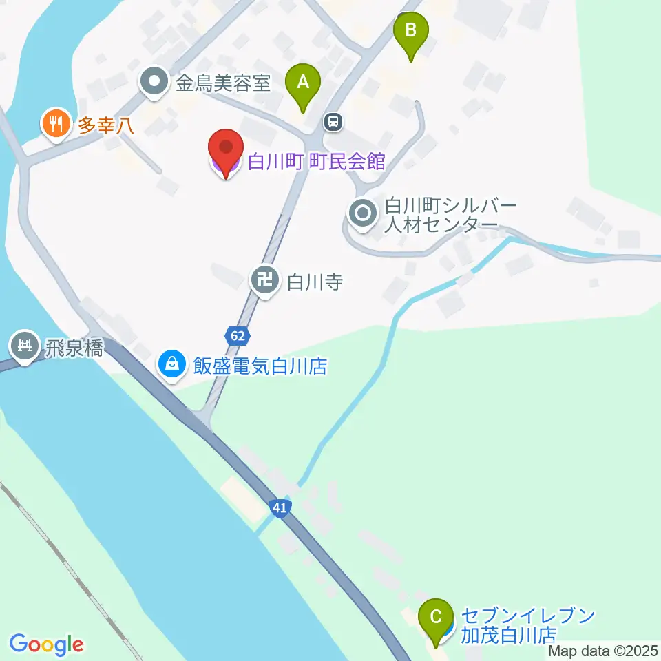 白川町町民会館グロリアホール周辺のコンビニエンスストア一覧地図