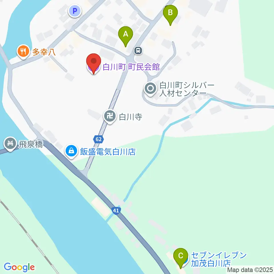 白川町町民会館グロリアホール周辺のコンビニエンスストア一覧地図