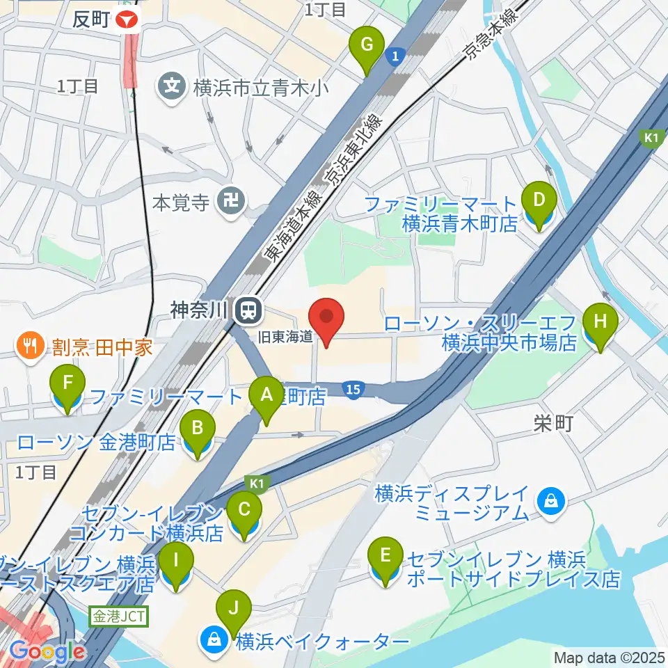 ラフィネ横浜ピアノスタジオ周辺のコンビニエンスストア一覧地図