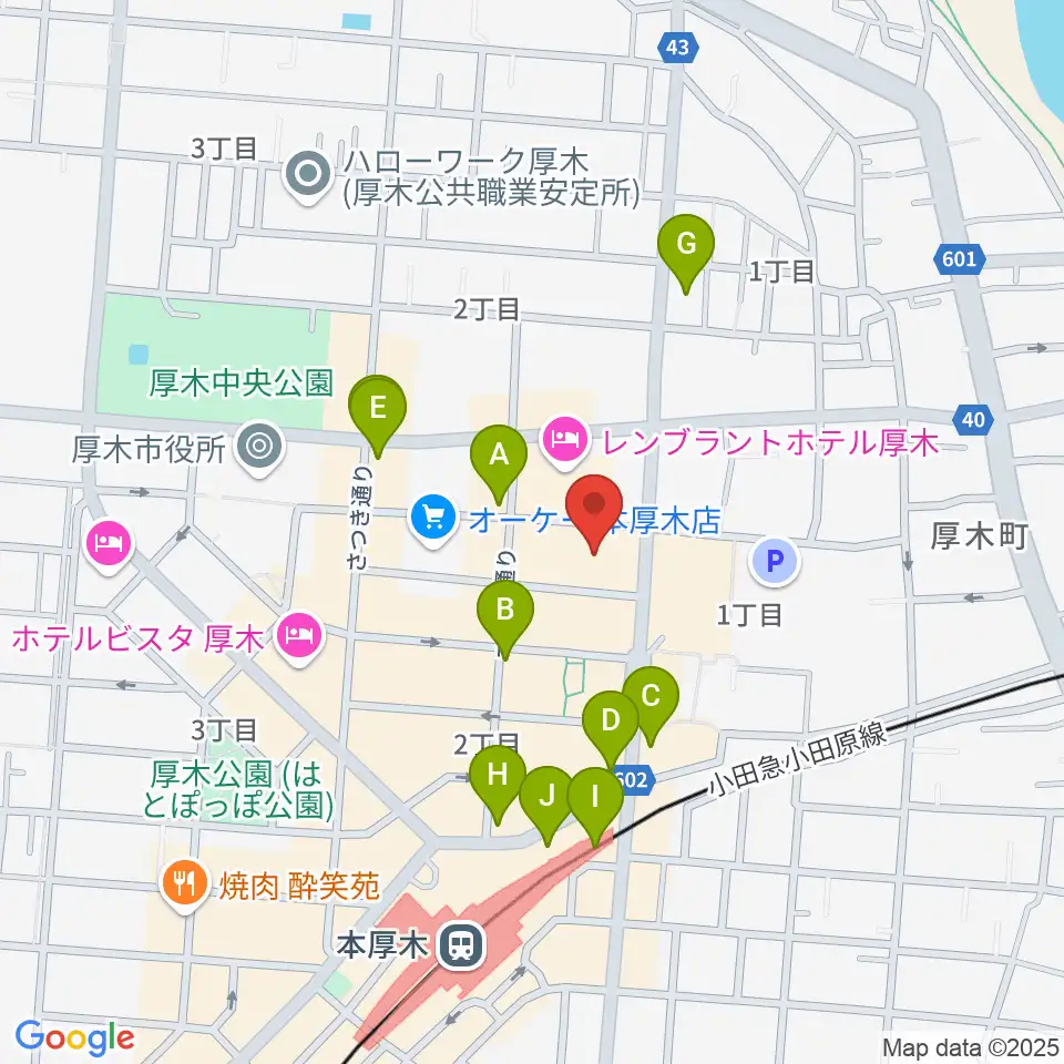 あつぎ市民交流プラザ周辺のコンビニエンスストア一覧地図