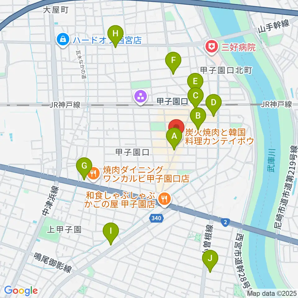 甲子園口アンクルジャム周辺のコンビニエンスストア一覧地図