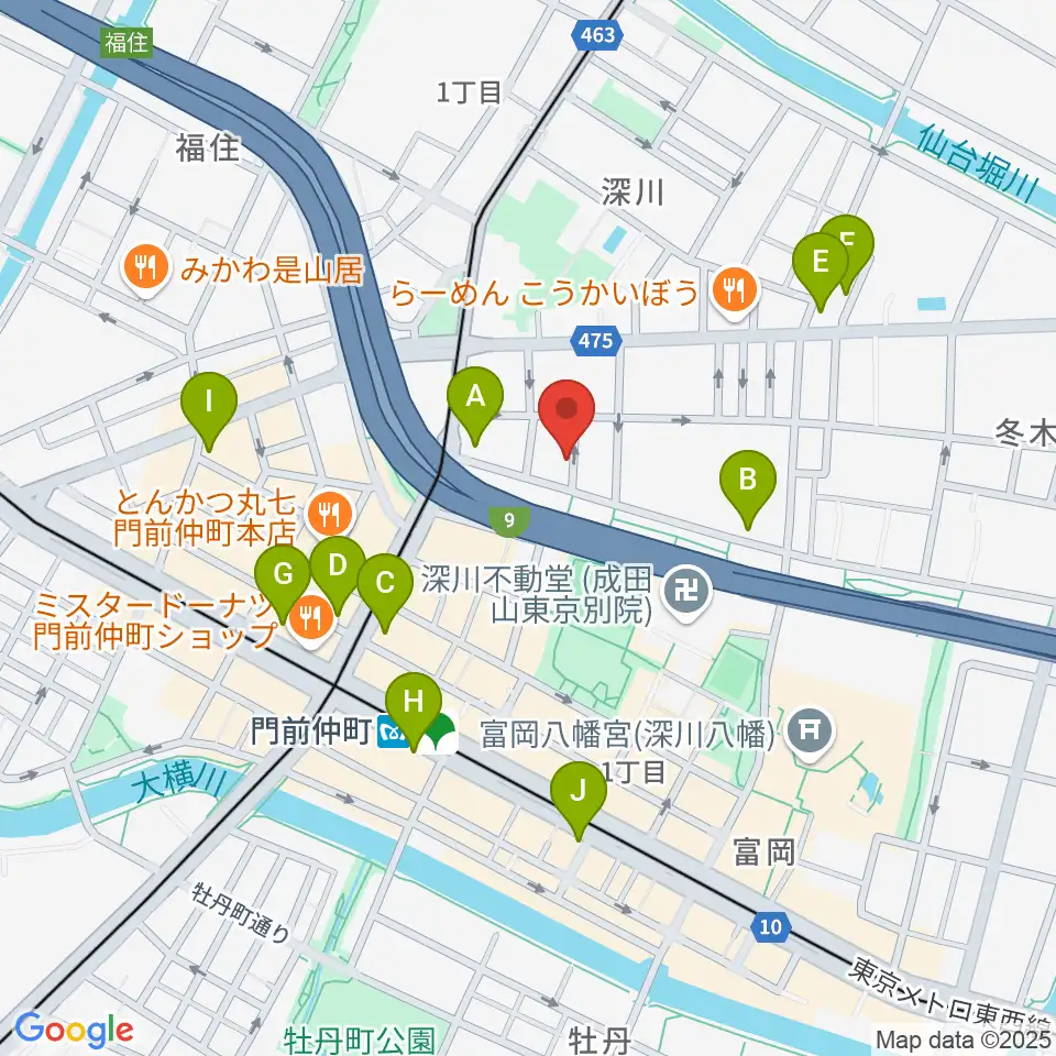 門前仲町シンフォニーサロン周辺のコンビニエンスストア一覧地図