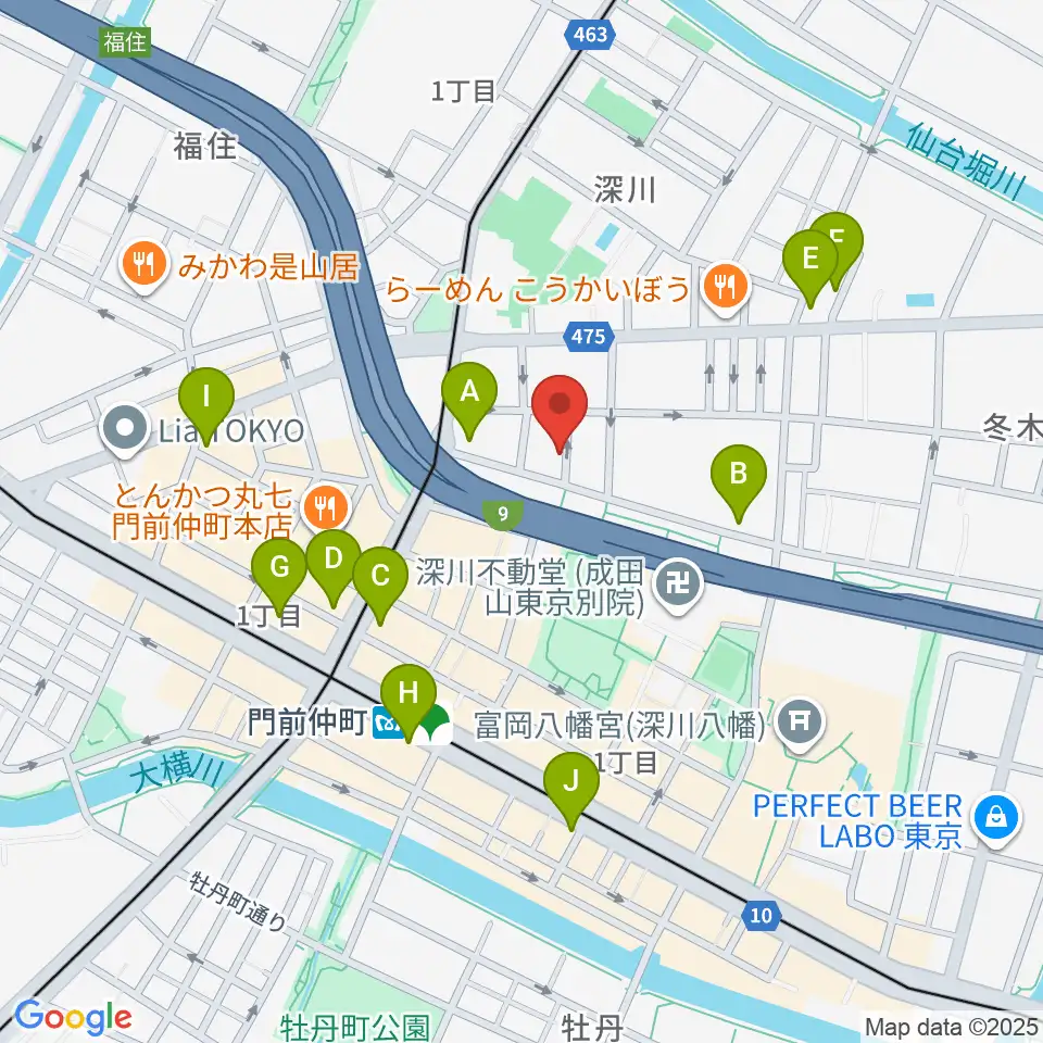 門前仲町シンフォニーサロン周辺のコンビニエンスストア一覧地図