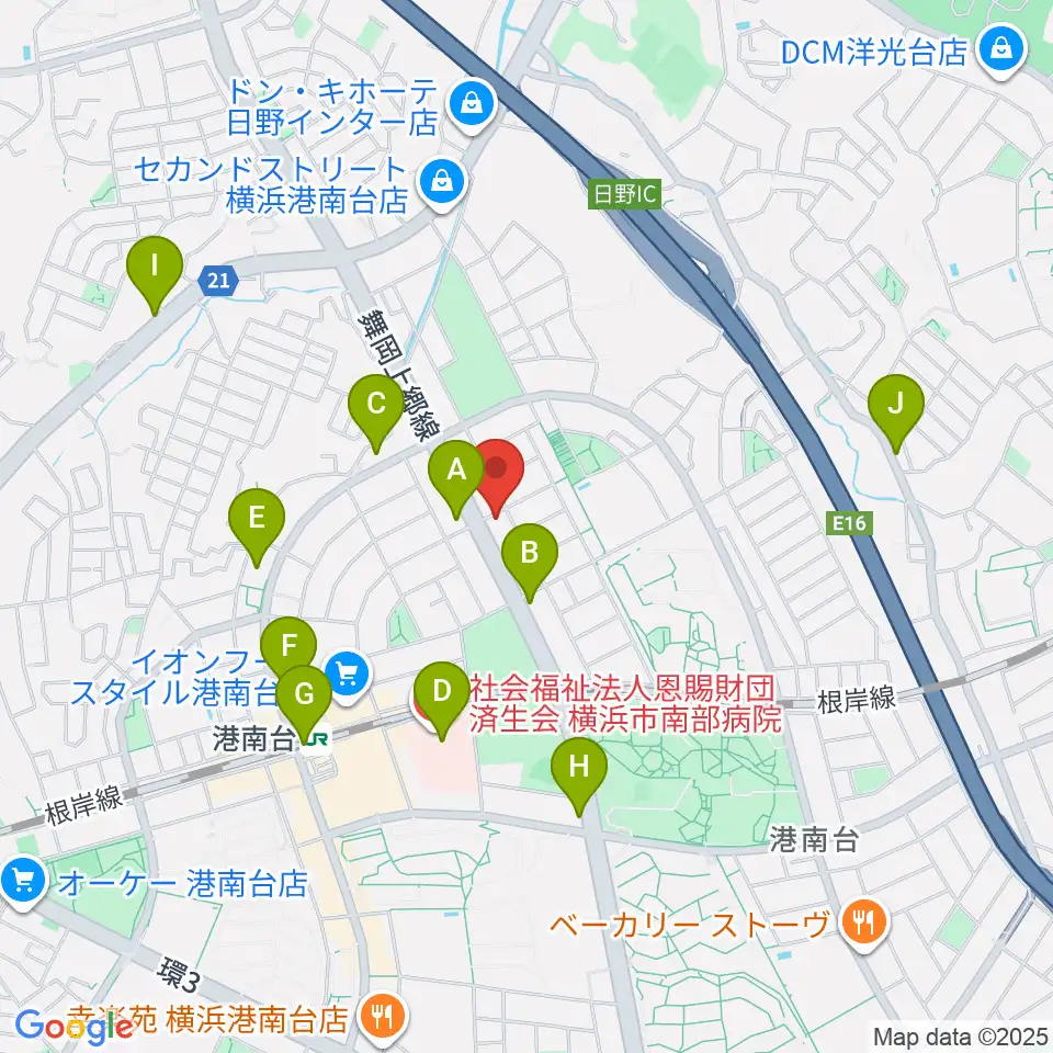 新堀ギター音楽院 港南台教室周辺のコンビニエンスストア一覧地図