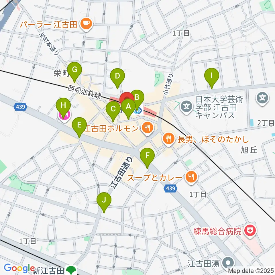 江古田BUDDY周辺のコンビニエンスストア一覧地図
