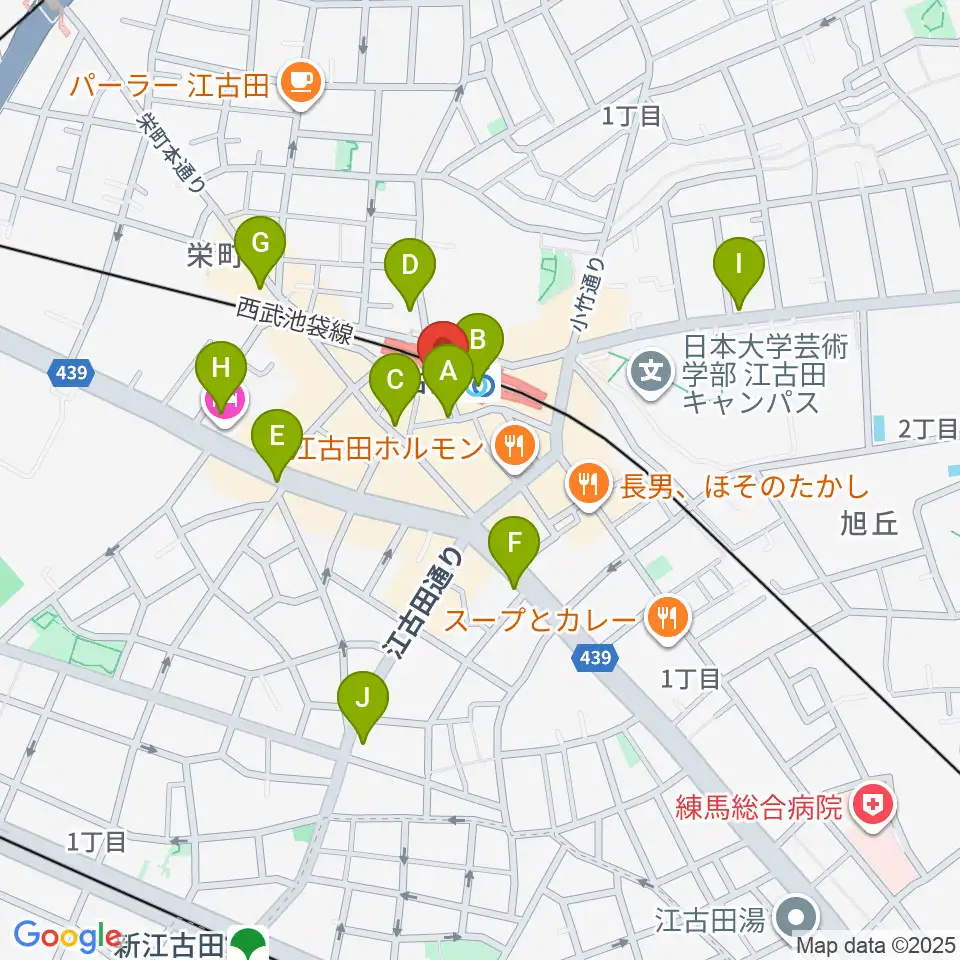 江古田BUDDY周辺のコンビニエンスストア一覧地図