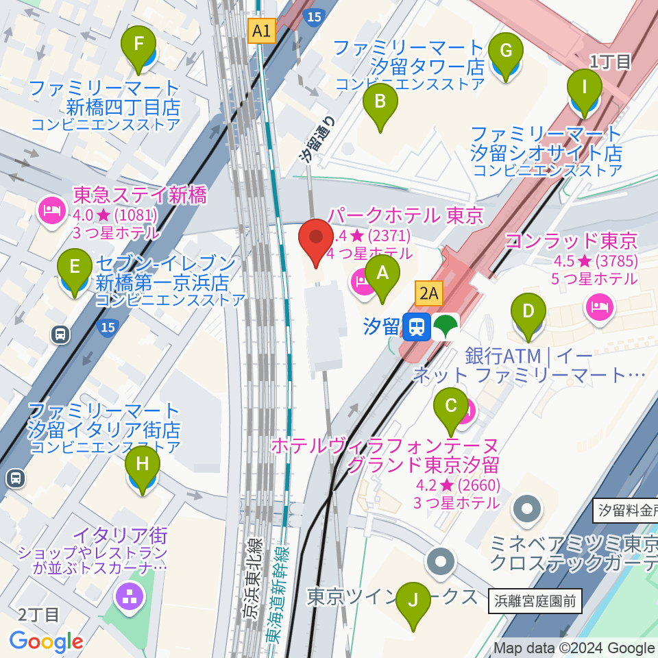 日仏文化協会 汐留ホール周辺のコンビニエンスストア一覧地図