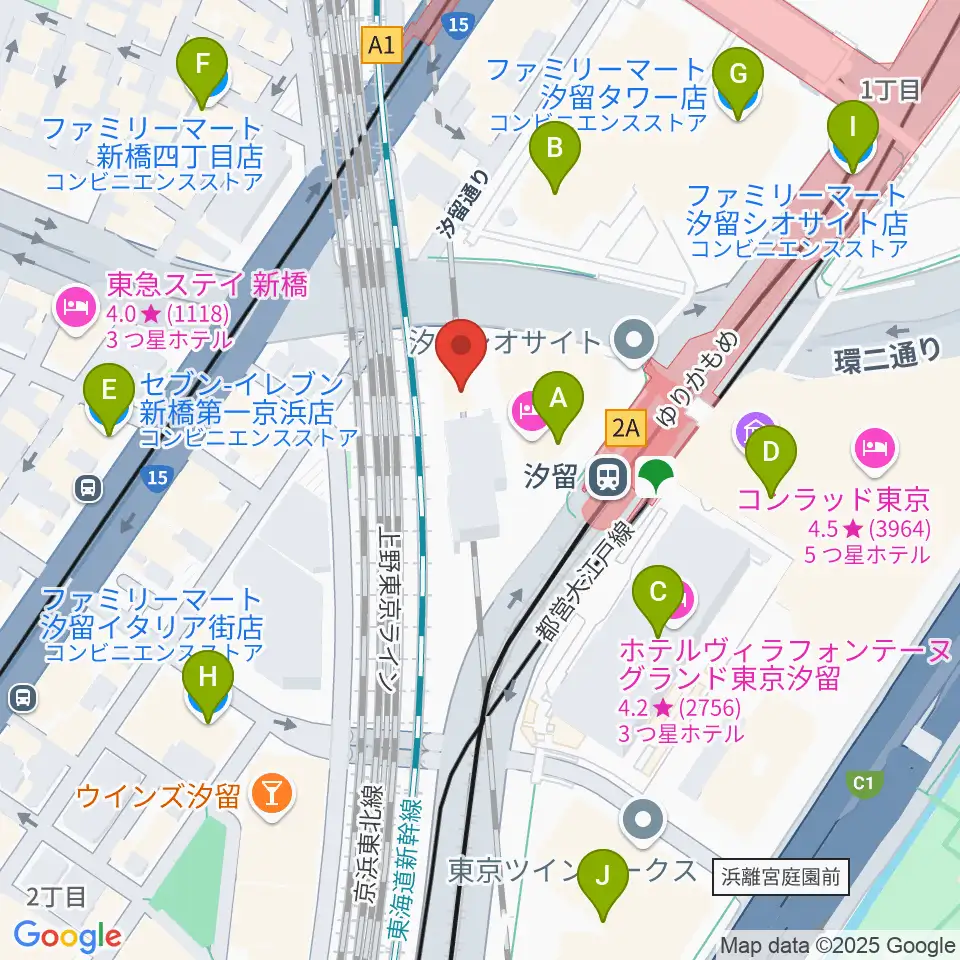 日仏文化協会 汐留ホール周辺のコンビニエンスストア一覧地図
