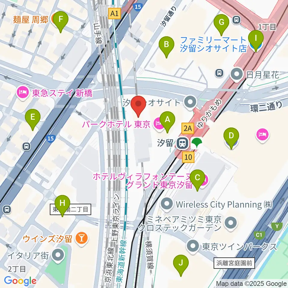 日仏文化協会 汐留ホール周辺のコンビニエンスストア一覧地図