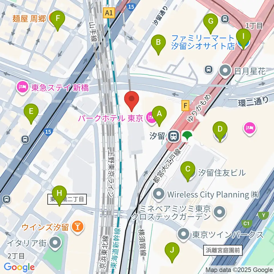 日仏文化協会 汐留ホール周辺のコンビニエンスストア一覧地図