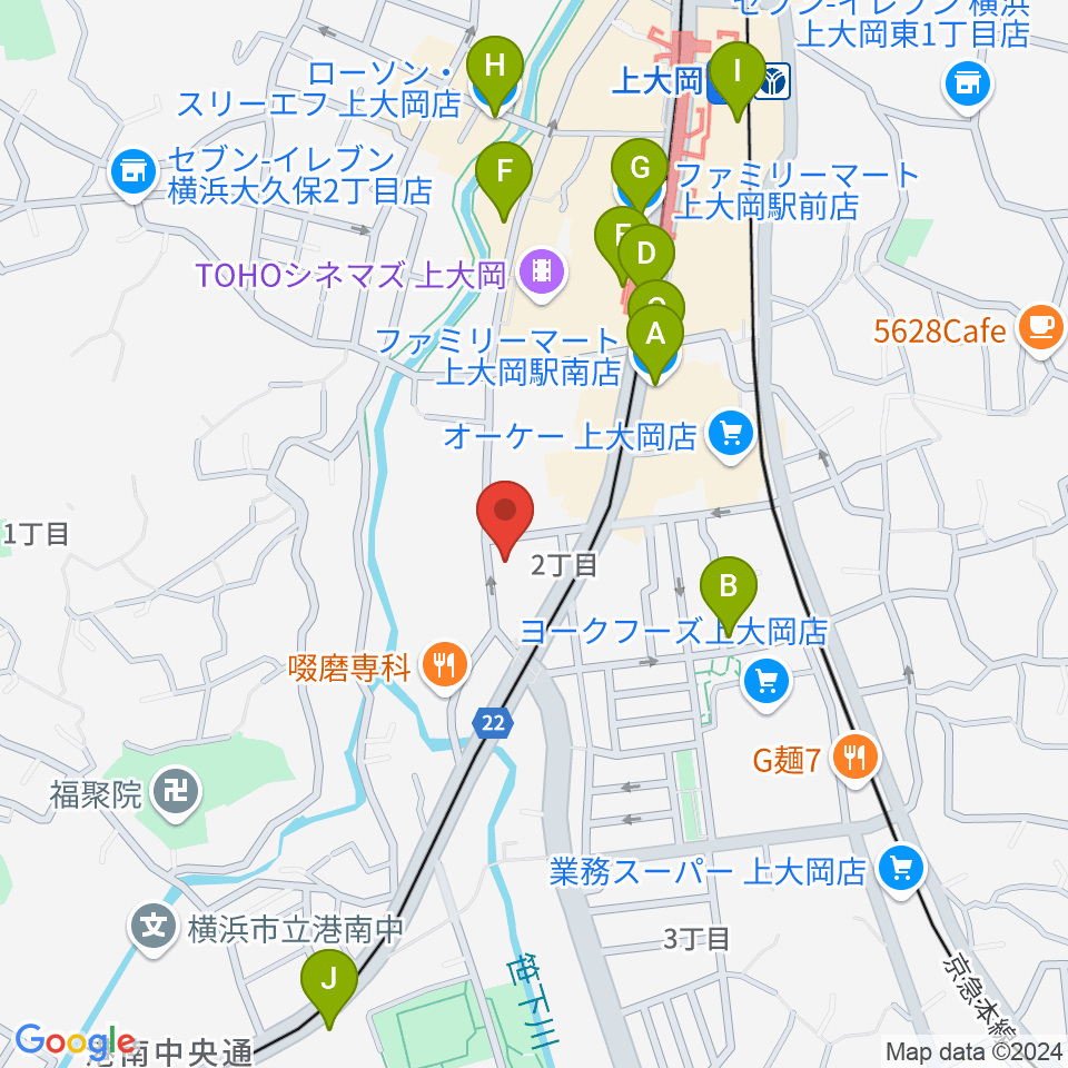 新堀ギター音楽院 上大岡教室周辺のコンビニエンスストア一覧地図