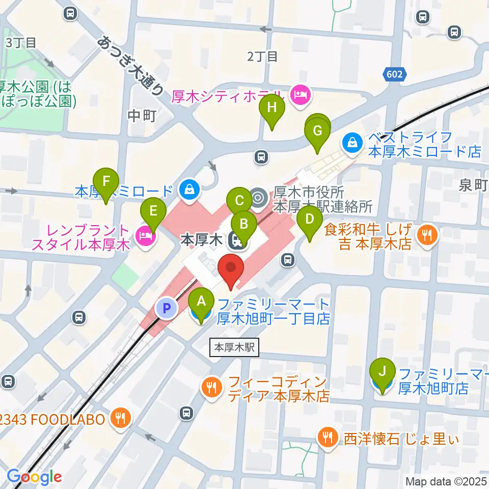 新堀ギター音楽院 本厚木教室周辺のコンビニエンスストア一覧地図