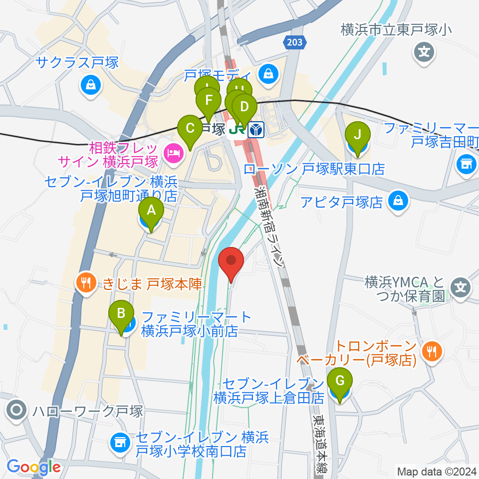 戸塚LOPO周辺のコンビニエンスストア一覧地図