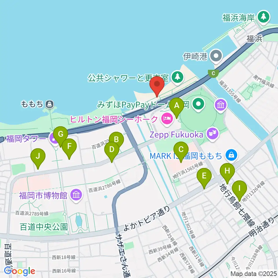 シーサイドももち海浜公園周辺のコンビニエンスストア一覧地図