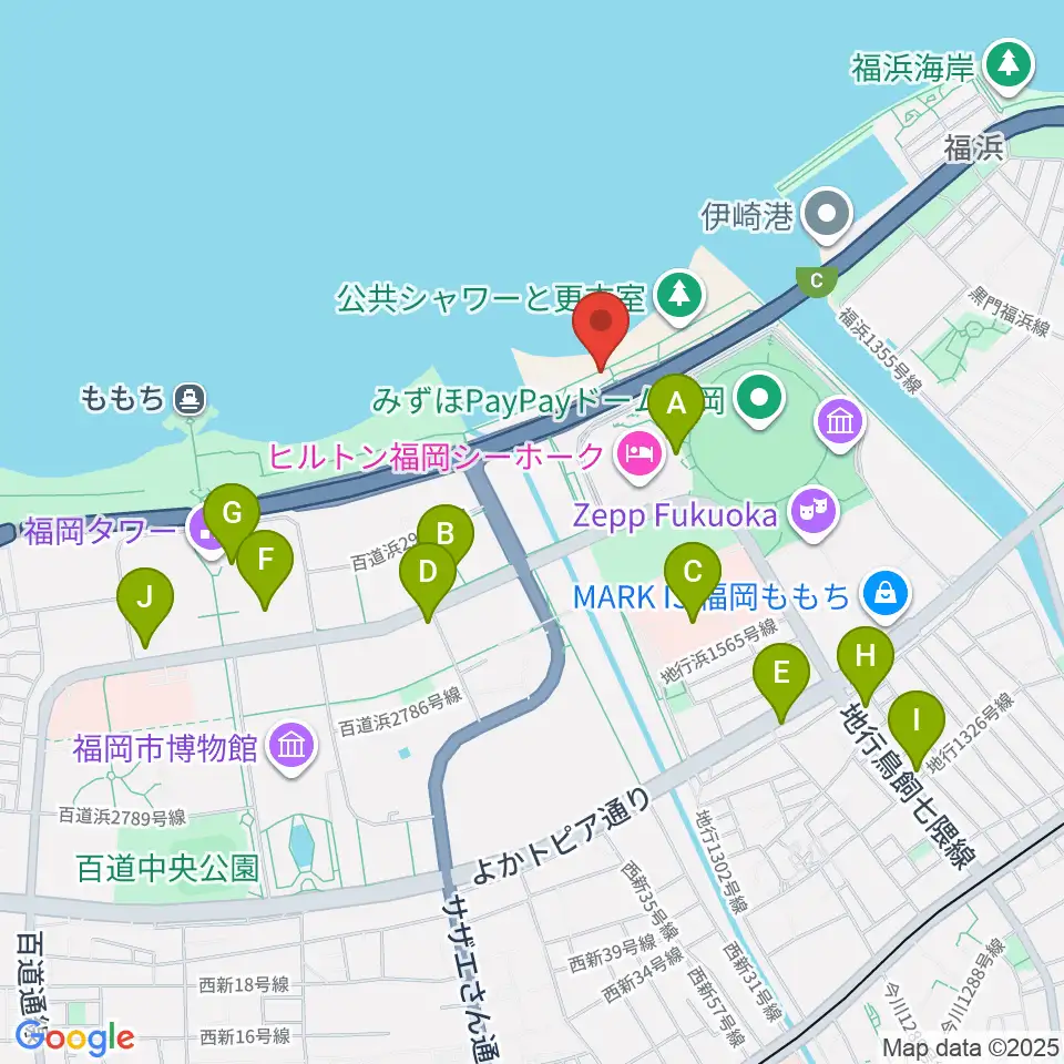 シーサイドももち海浜公園周辺のコンビニエンスストア一覧地図