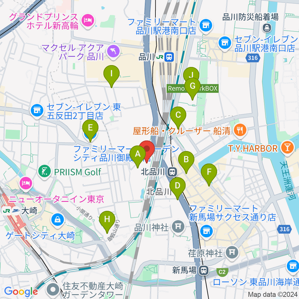 キリスト品川教会 グローリア・チャペル周辺のコンビニエンスストア一覧地図