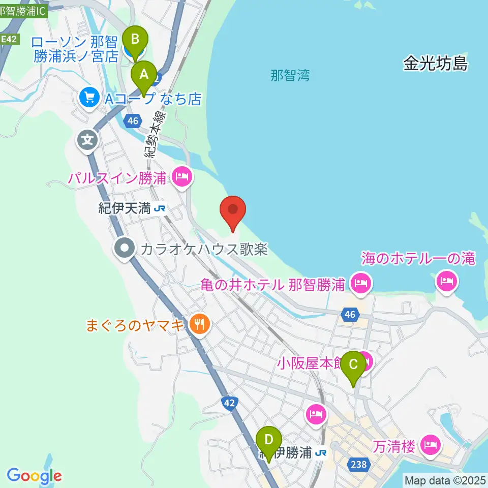 那智勝浦町体育文化会館周辺のコンビニエンスストア一覧地図