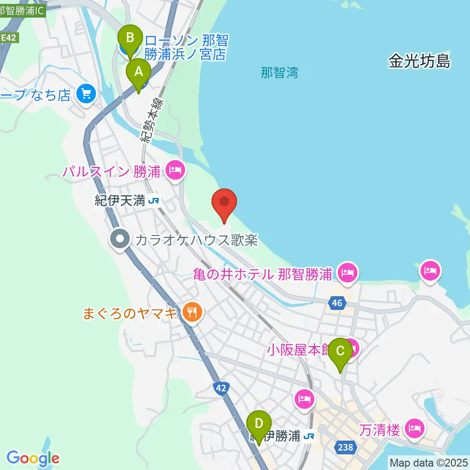 那智勝浦町体育文化会館周辺のコンビニエンスストア一覧地図