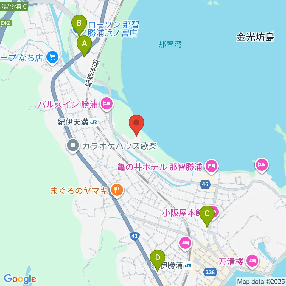 那智勝浦町体育文化会館周辺のコンビニエンスストア一覧地図