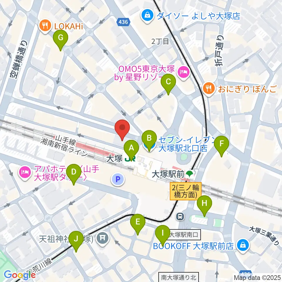 スタジオ音楽館 大塚駅前店周辺のコンビニエンスストア一覧地図