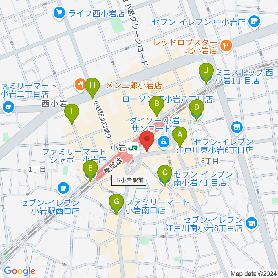 小岩ジョニーエンジェル周辺のコンビニエンスストア一覧地図