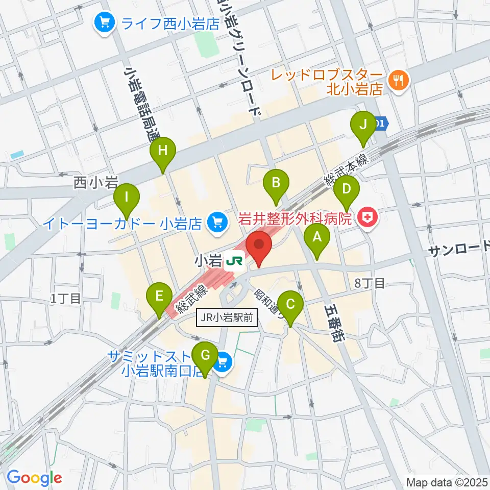 小岩ジョニーエンジェル周辺のコンビニエンスストア一覧地図
