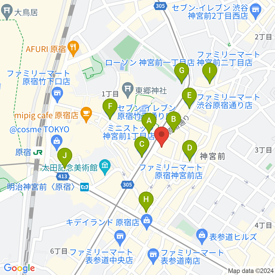 ハーモニー東京センター周辺のコンビニエンスストア一覧地図