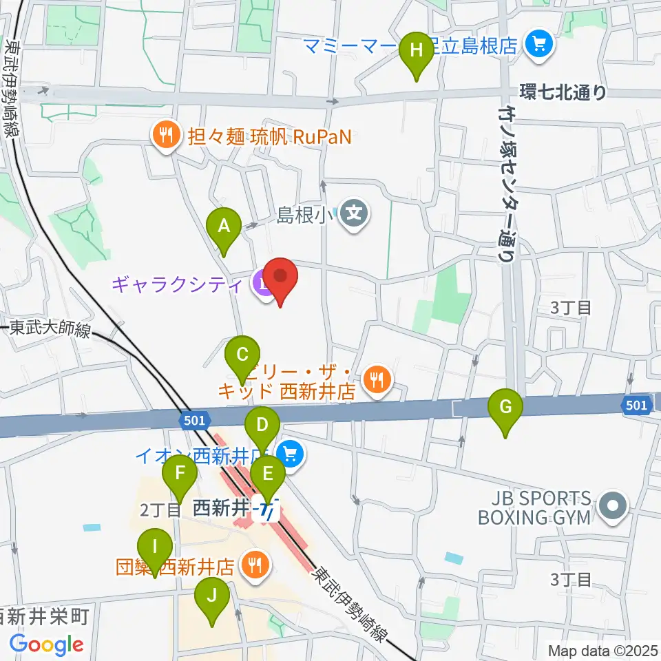 西新井文化ホール周辺のコンビニエンスストア一覧地図