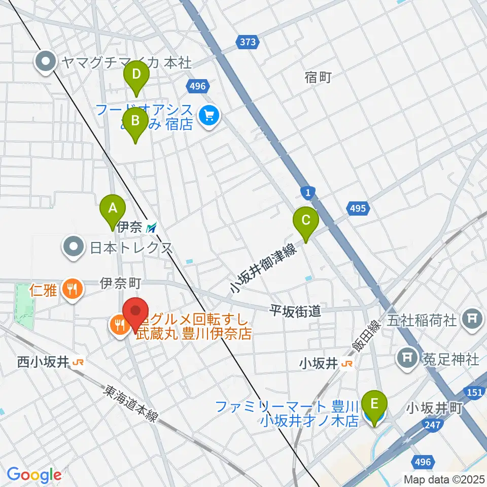 豊川市小坂井文化会館フロイデンホール周辺のコンビニエンスストア一覧地図