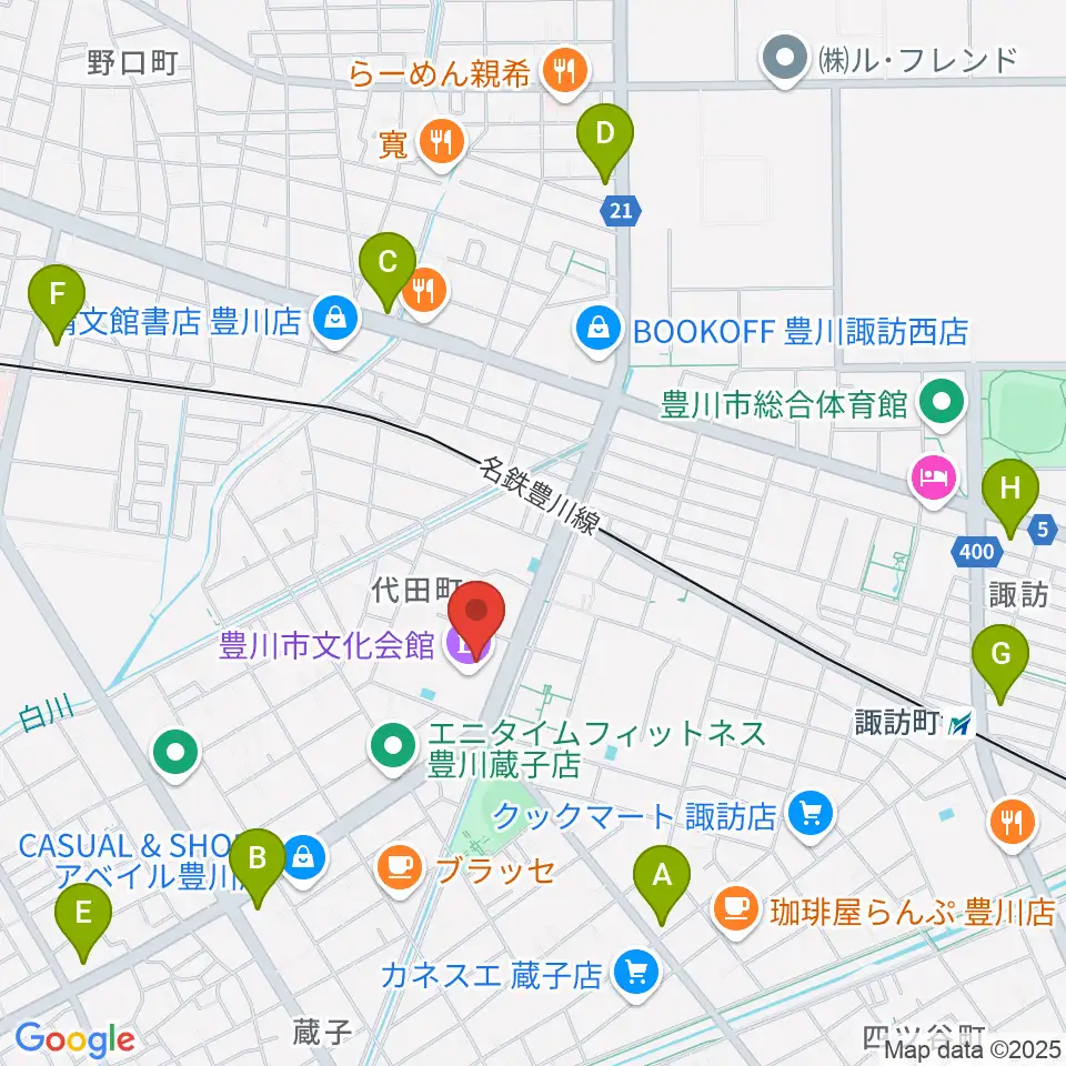 豊川市文化会館周辺のコンビニエンスストア一覧地図