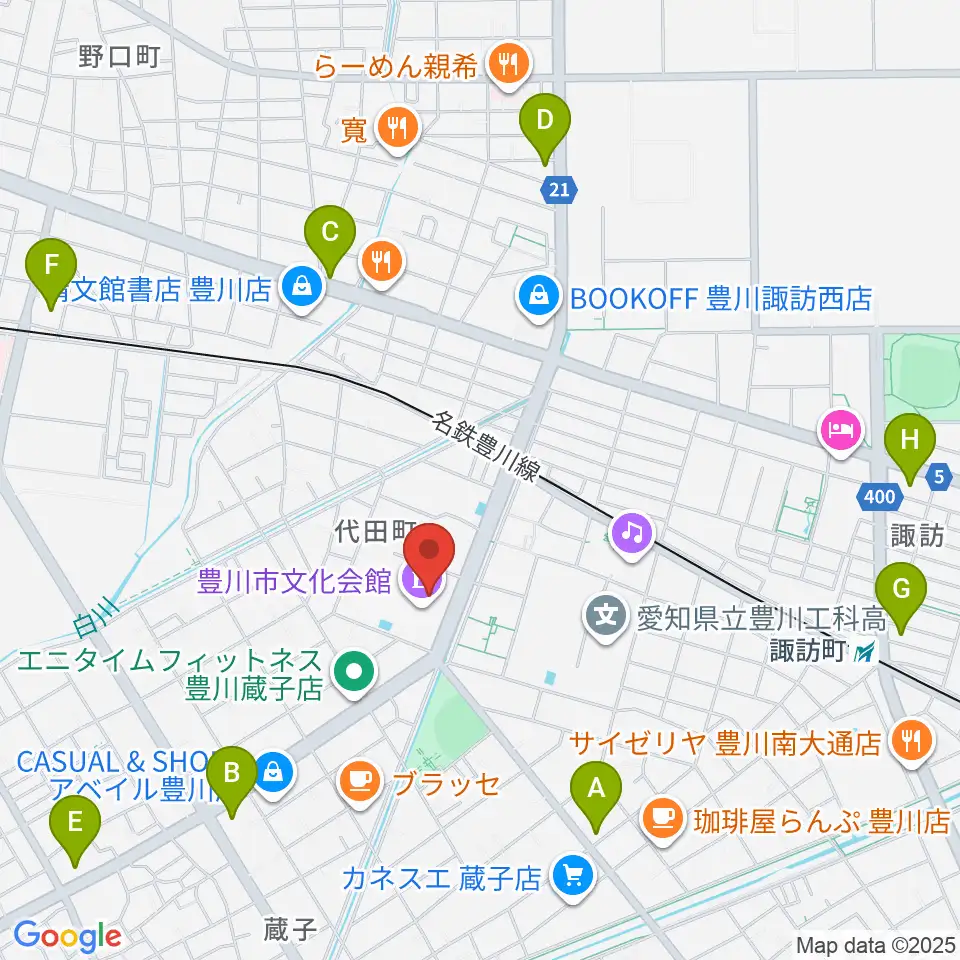 豊川市文化会館周辺のコンビニエンスストア一覧地図
