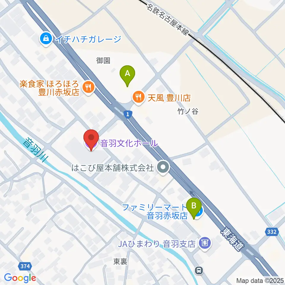 豊川市音羽文化ホール ウィンディアホール周辺のコンビニエンスストア一覧地図
