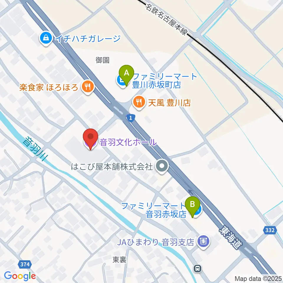 豊川市音羽文化ホール ウィンディアホール周辺のコンビニエンスストア一覧地図