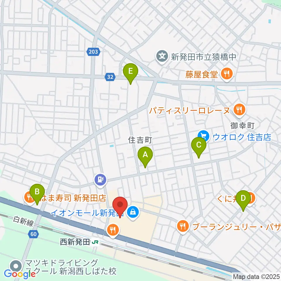 あぽろんイオンモール新発田店周辺のコンビニエンスストア一覧地図