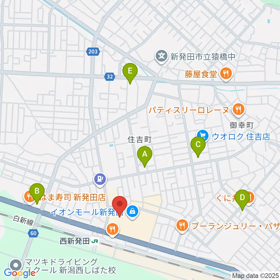 あぽろんイオンモール新発田店周辺のコンビニエンスストア一覧地図