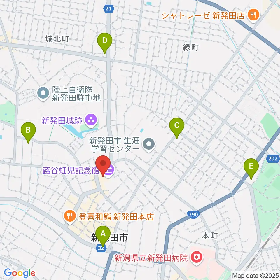 新発田市民文化会館周辺のコンビニエンスストア一覧地図
