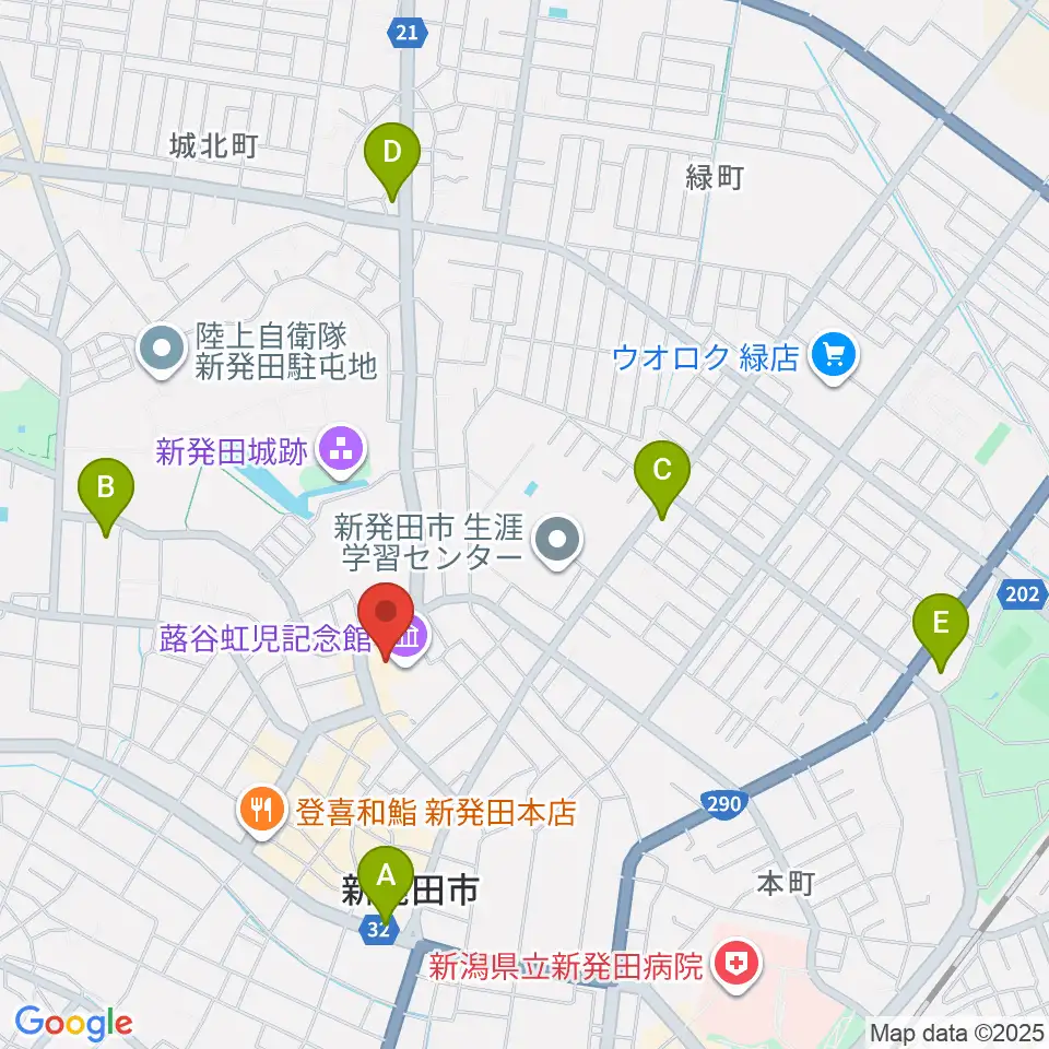 新発田市民文化会館周辺のコンビニエンスストア一覧地図