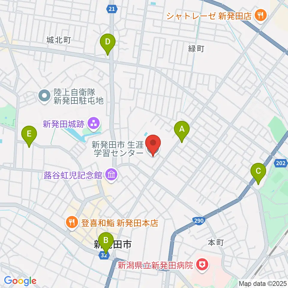 新発田市生涯学習センター周辺のコンビニエンスストア一覧地図