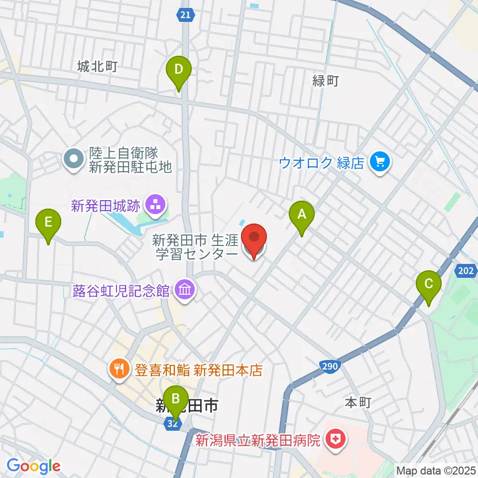 新発田市生涯学習センター周辺のコンビニエンスストア一覧地図