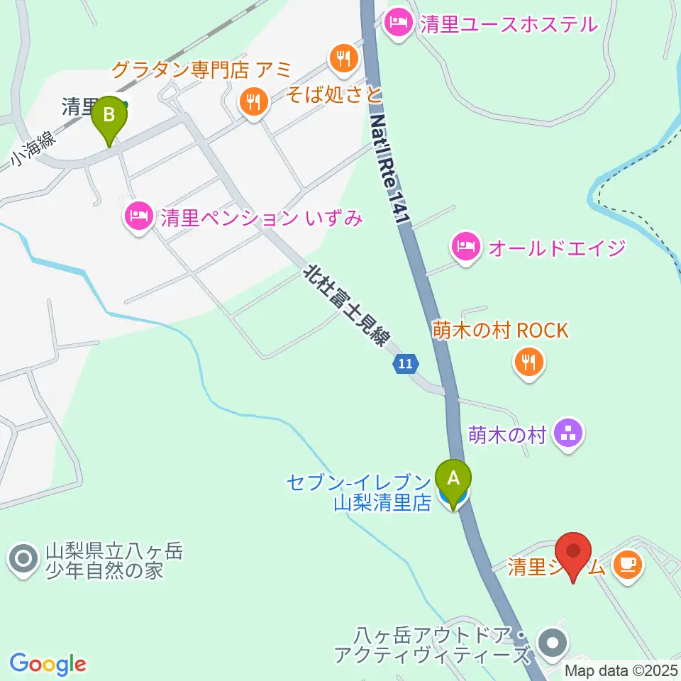 萌木の村オルゴール館ホール・オブ・ホールズ周辺のコンビニエンスストア一覧地図