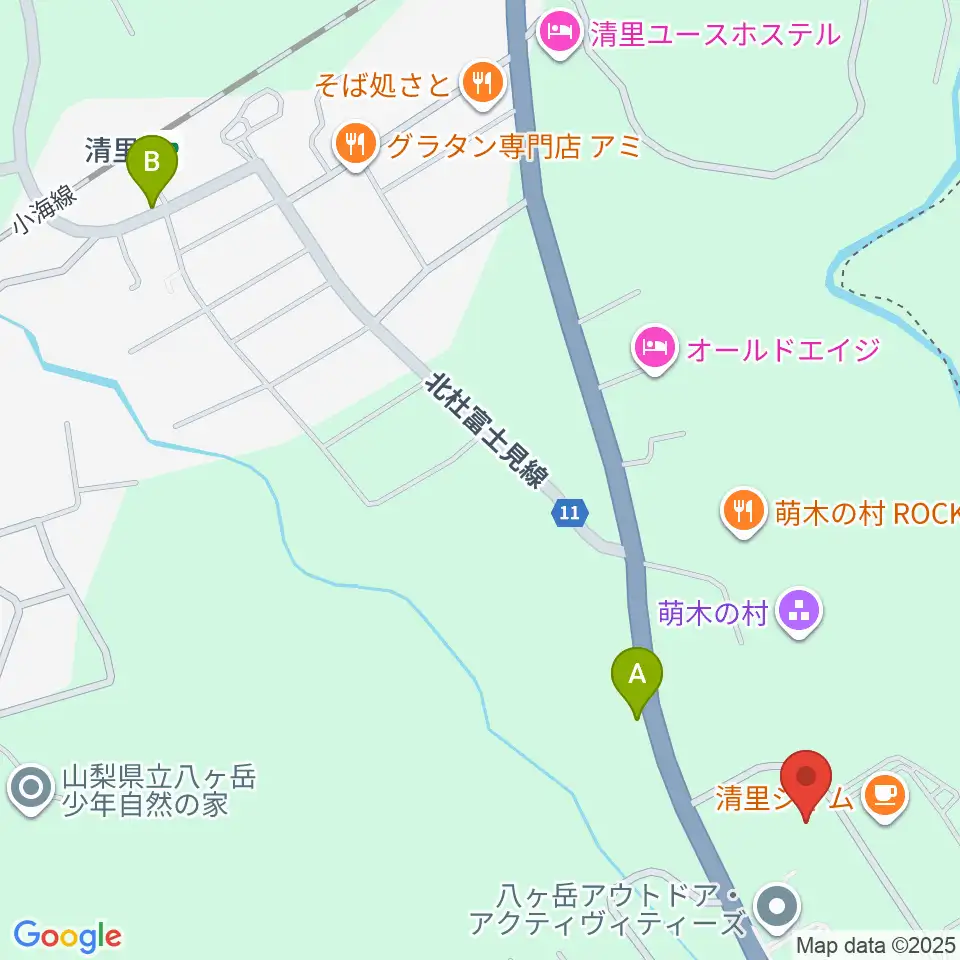 萌木の村オルゴール館ホール・オブ・ホールズ周辺のコンビニエンスストア一覧地図