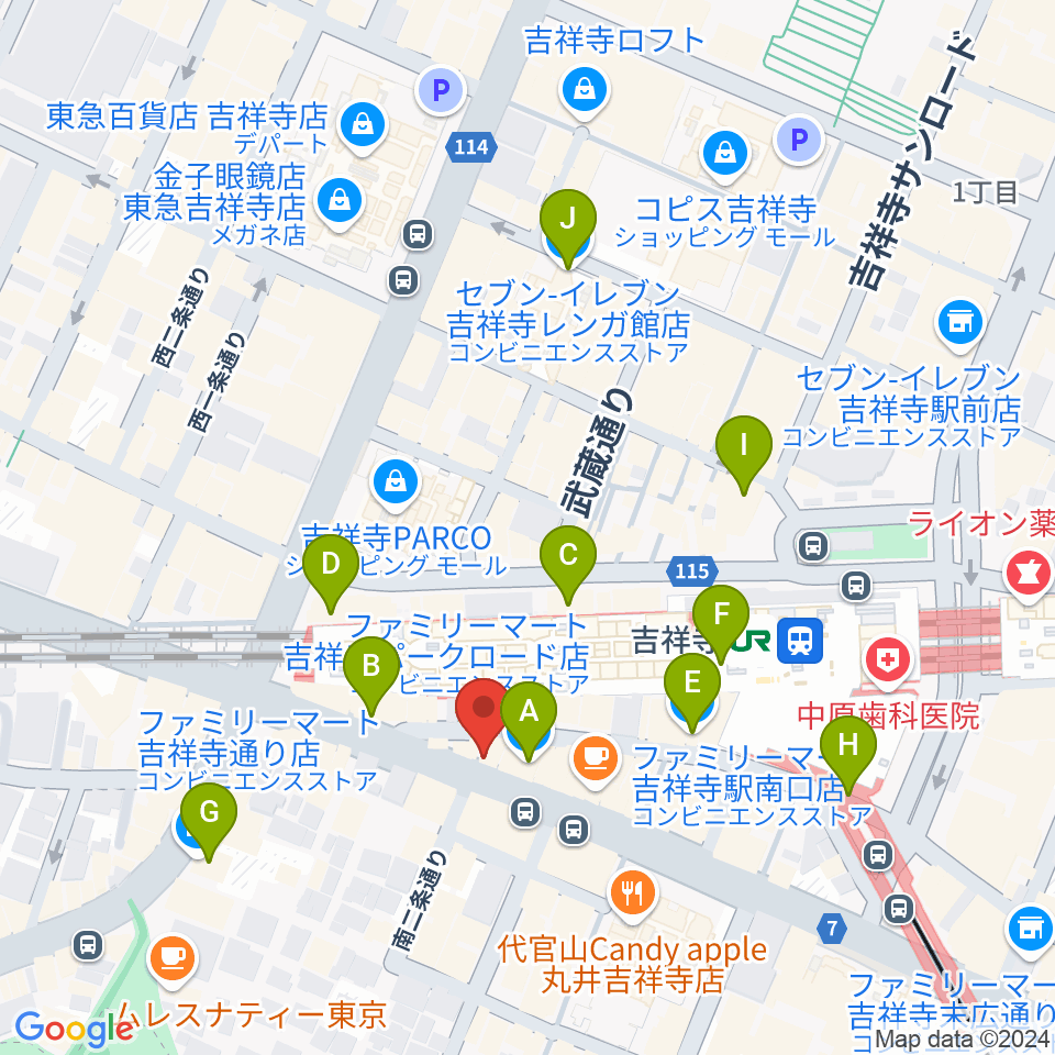 曼荼羅周辺のコンビニエンスストア一覧地図