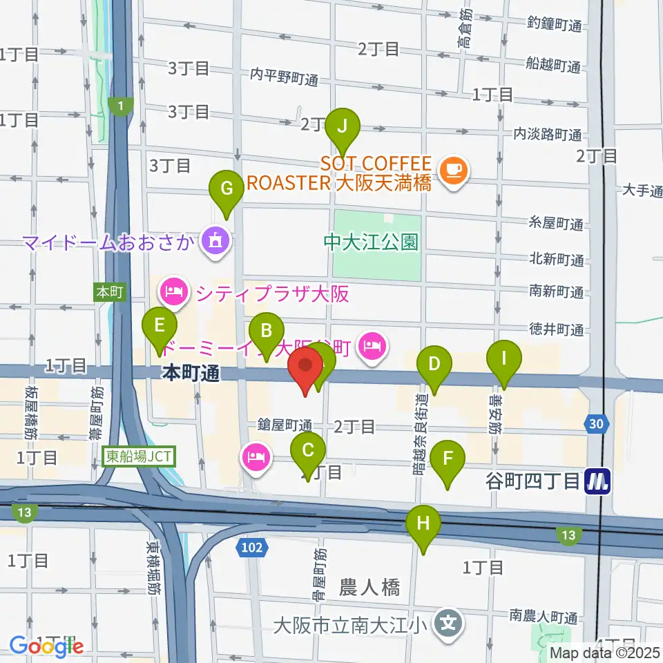ムジークシューレ大阪周辺のコンビニエンスストア一覧地図