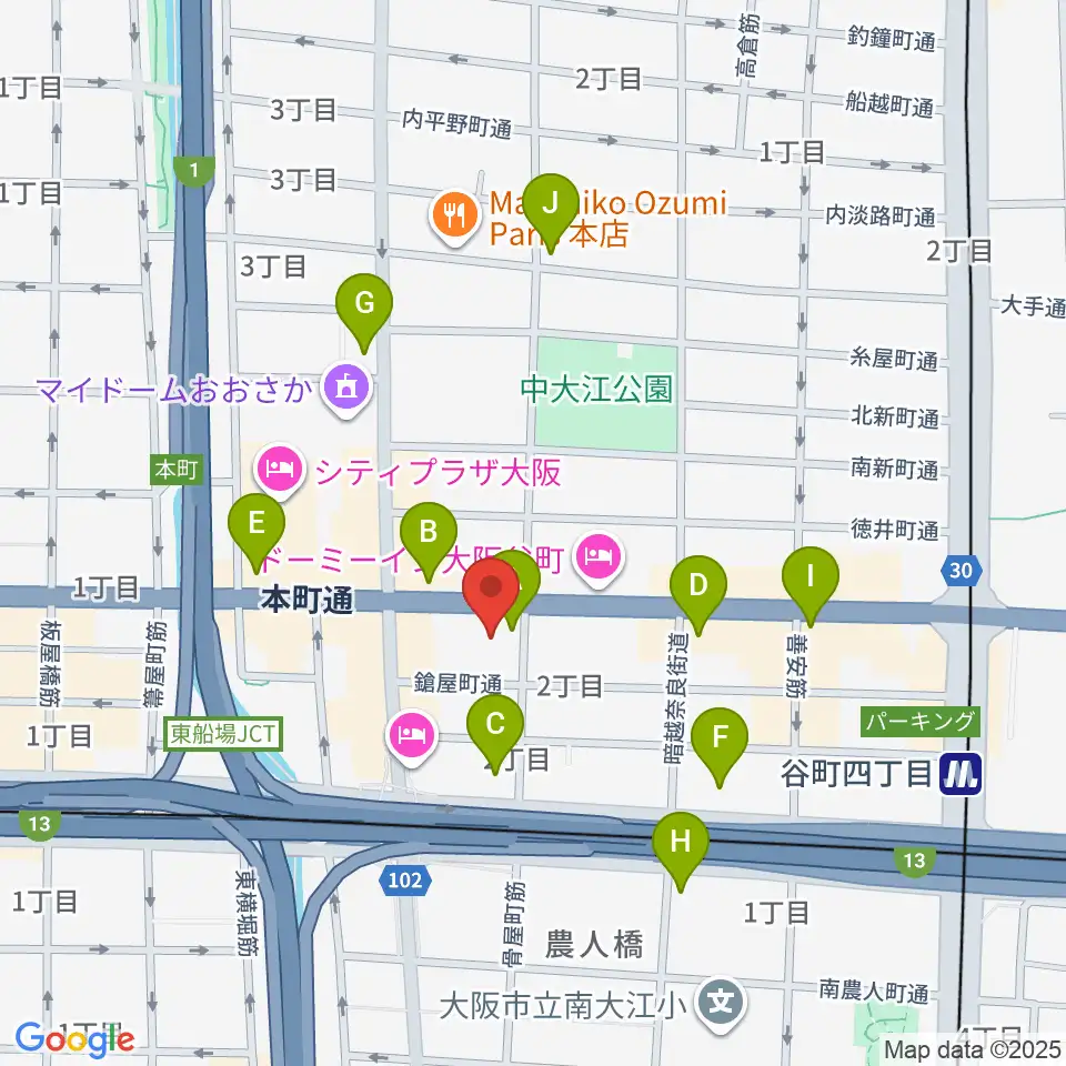 ムジークシューレ大阪周辺のコンビニエンスストア一覧地図