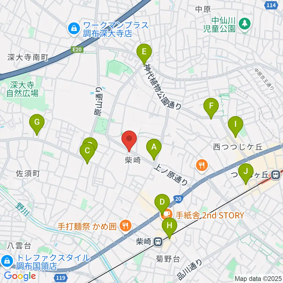 ユリミュージックキャンパス調布柴崎教室周辺のコンビニエンスストア一覧地図