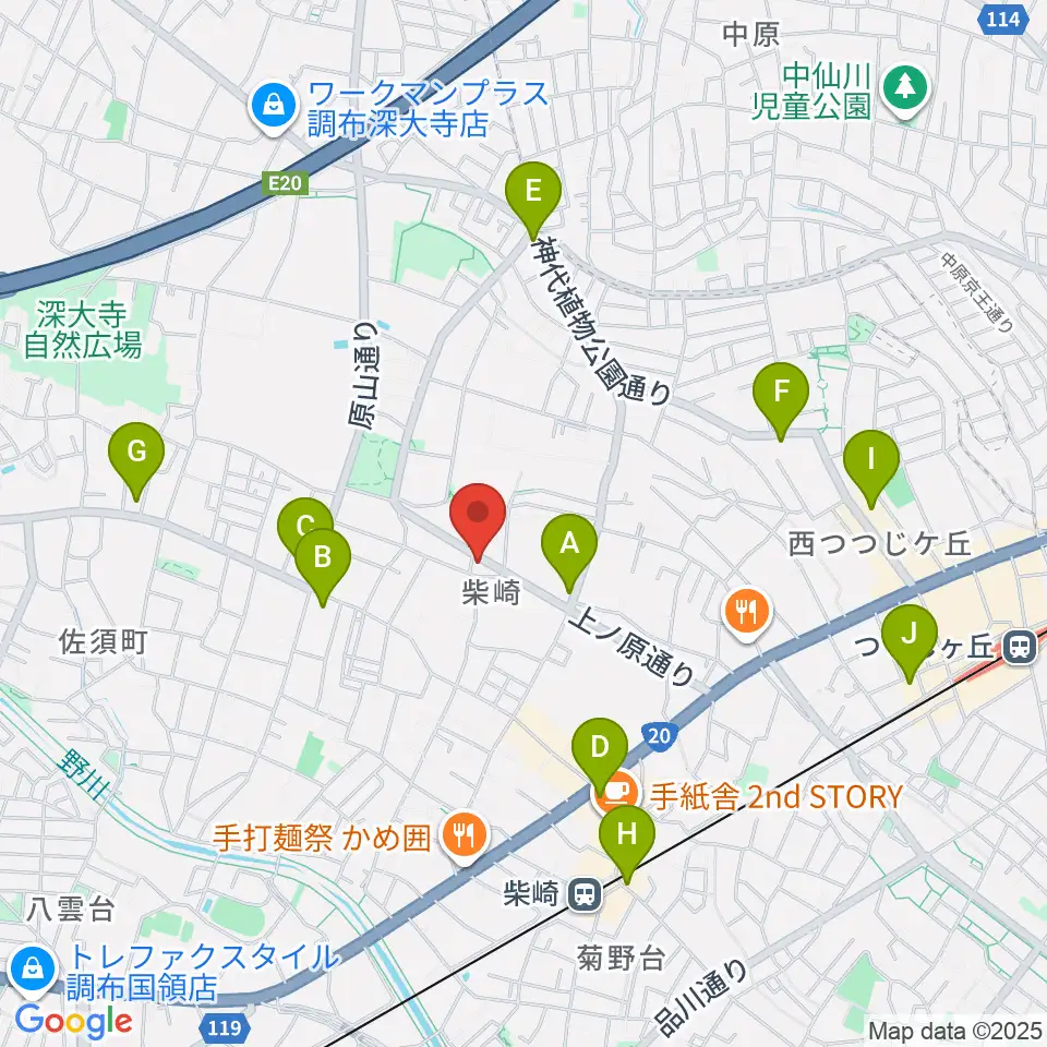 ユリミュージックキャンパス調布柴崎教室周辺のコンビニエンスストア一覧地図